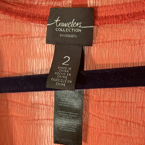 Travelers by Chicos sheer dark/burnt orange sheath and solid orange tank EUC - Picture 3 of 8